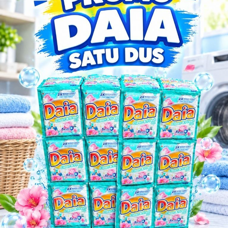 1 dus isi 12 renceng daia detergen bubuk rencengan/72 pcs DAIA DETERGENT BUBUK