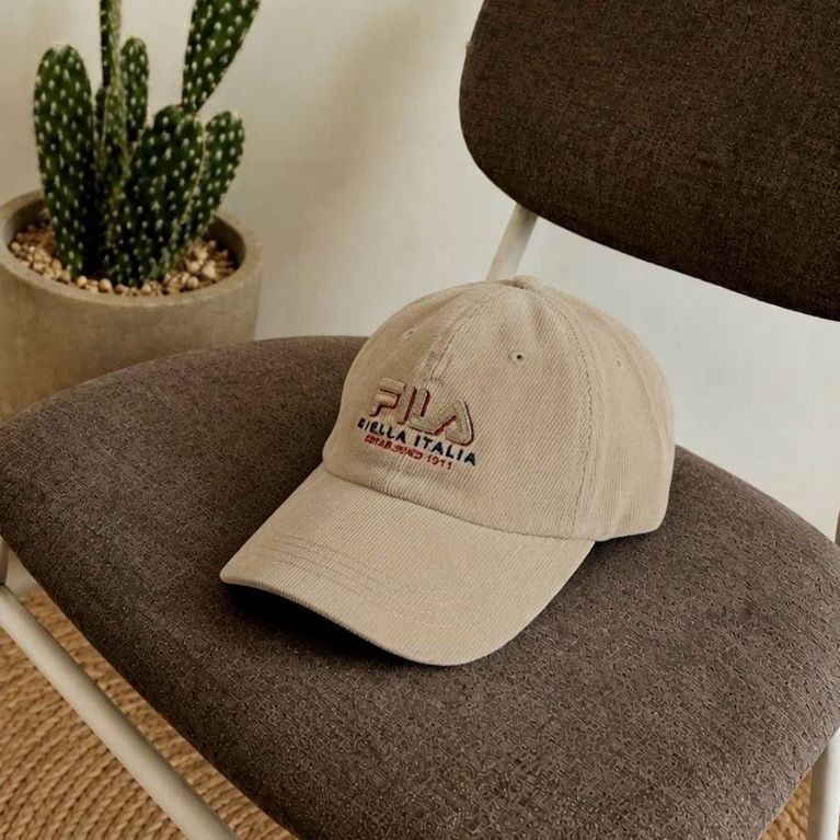 TOPI By FILA Coksu Center logo bordir velvet  TPB0008 | Topi Baseball unisex pria wanita