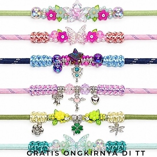 Gelang paracord ala pandora 3 charm