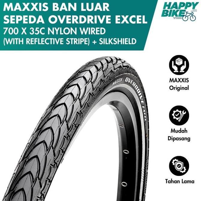 Pilihan - Maxxis Ban Luar Sepeda Overdrive Excel 700 X 35C With Reflective Stripe 75 Max Psi Silkshi