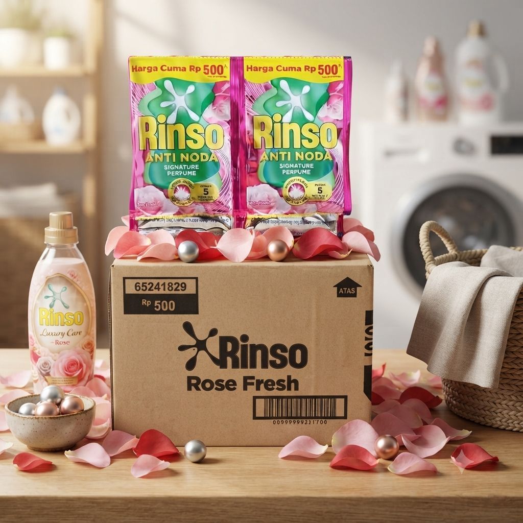 Rinso cair sachet 48 pcs x 20 gr rose fresh rp 500