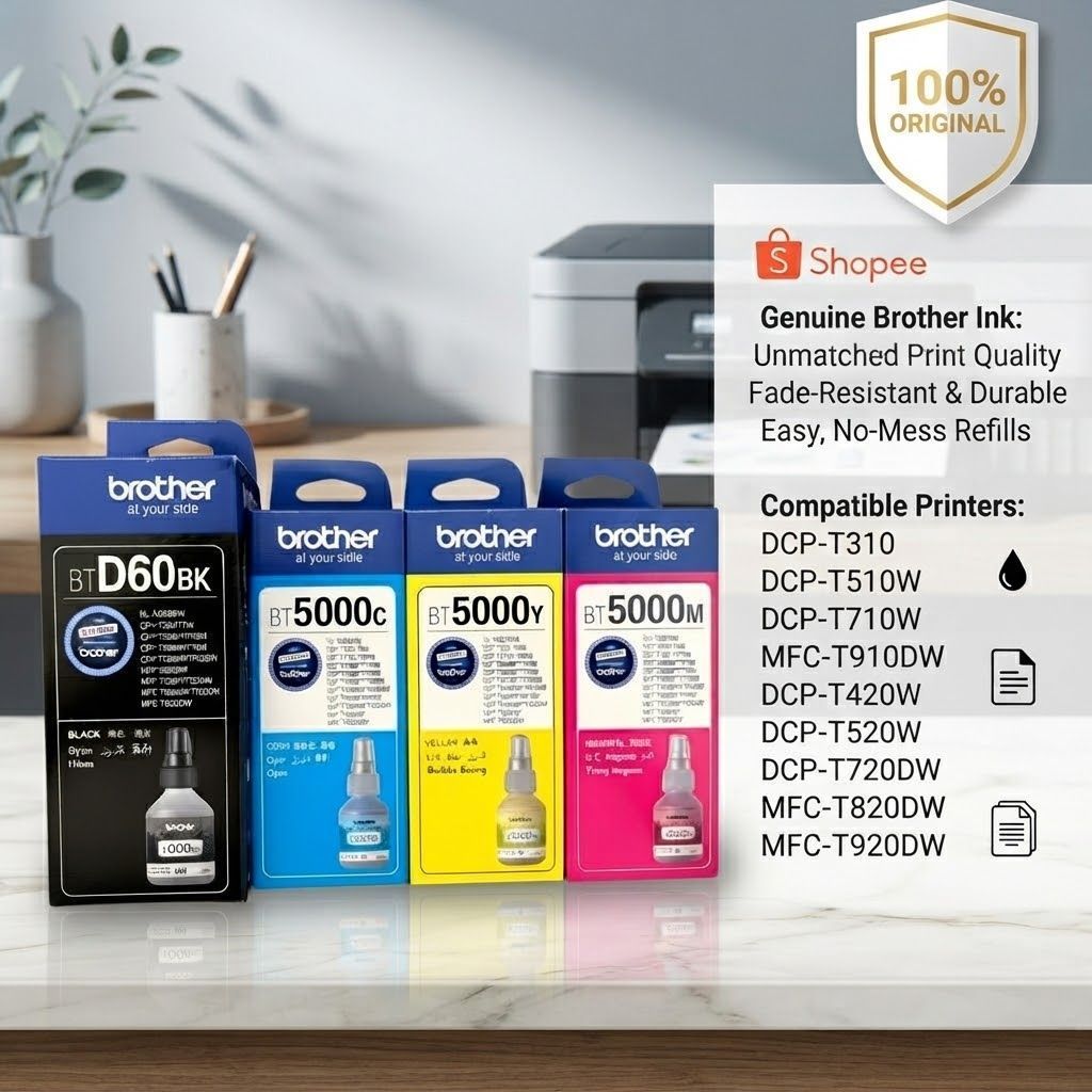 Tinta Printer Brother BT D60BK BT5000C BT5000Y BT5000M untuk DCP-T310 DCP-T510W MFC-T910DW