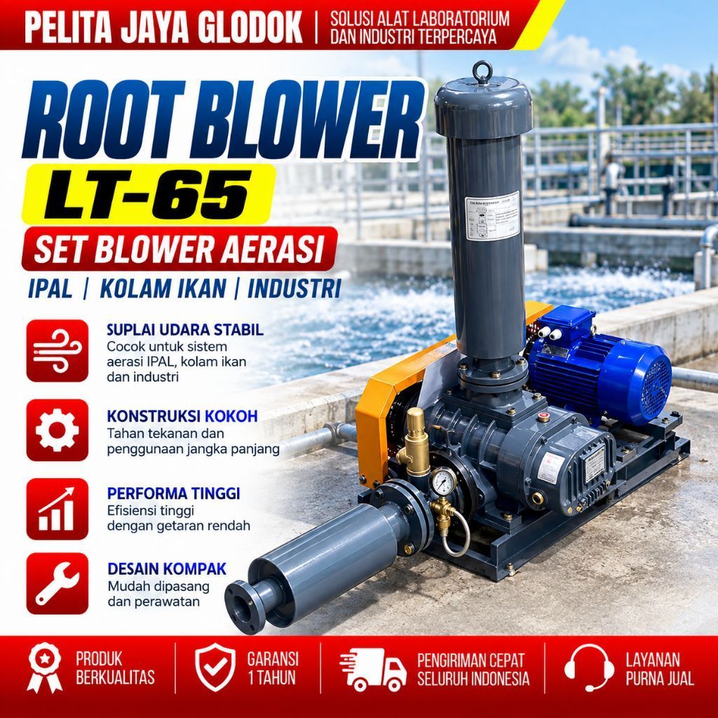 Root Blower LT-65 Set Blower Aerasi IPAL Kolam Ikan Industri