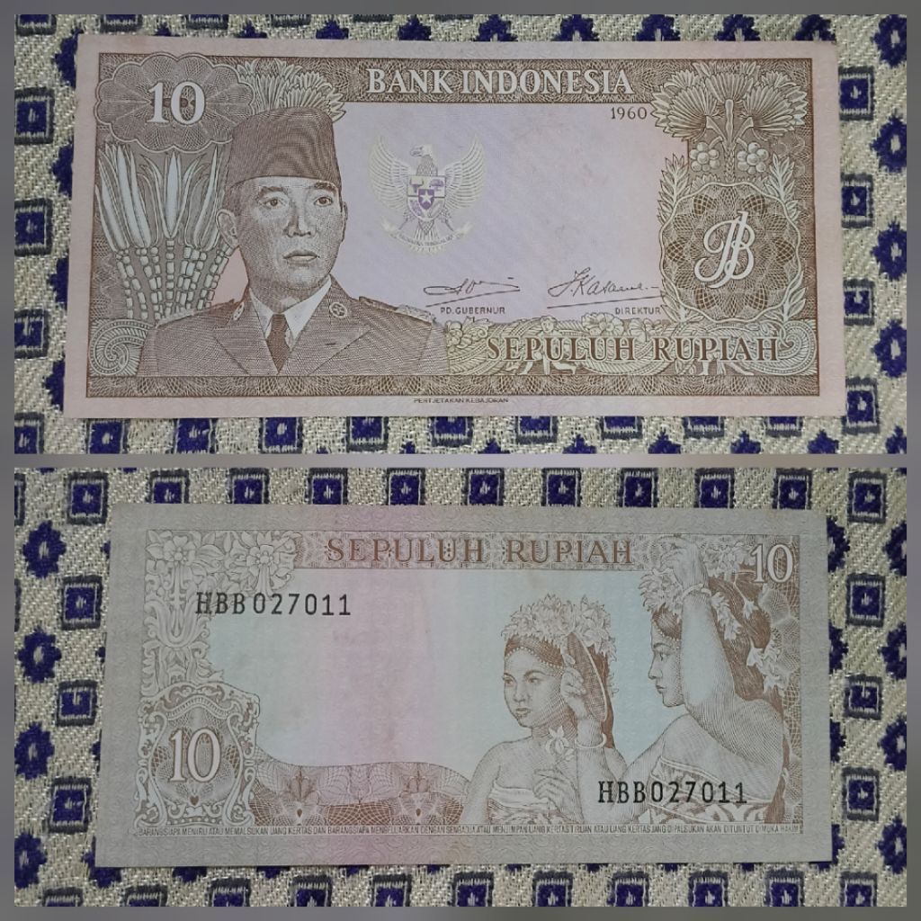 uang kuno 10rupiah sukarno 1964 asli