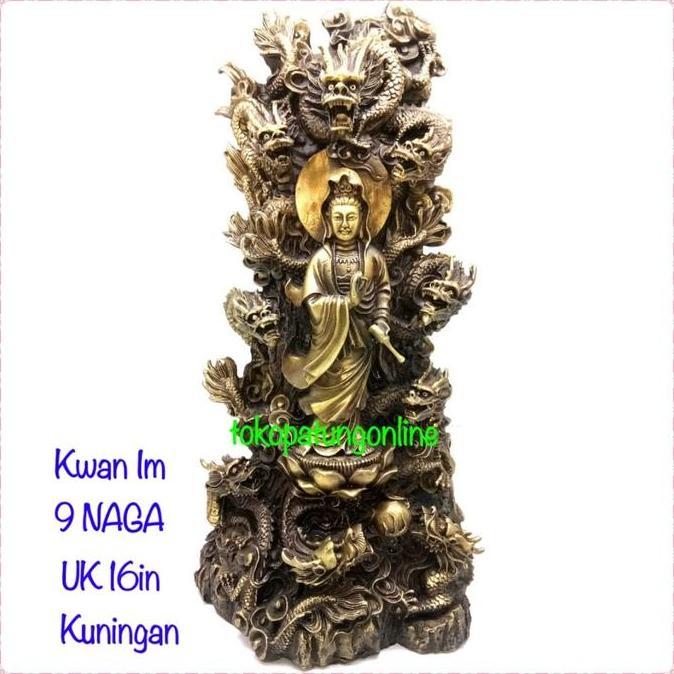 Patung Kwan Im Kuningan 9 Naga