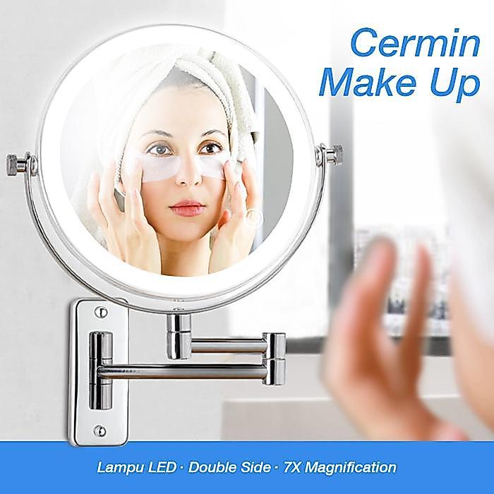 Kaca Cermin Makeup LED Wastafel Tempel Dinding Kamar Mandi 7X Folding - 7X Led