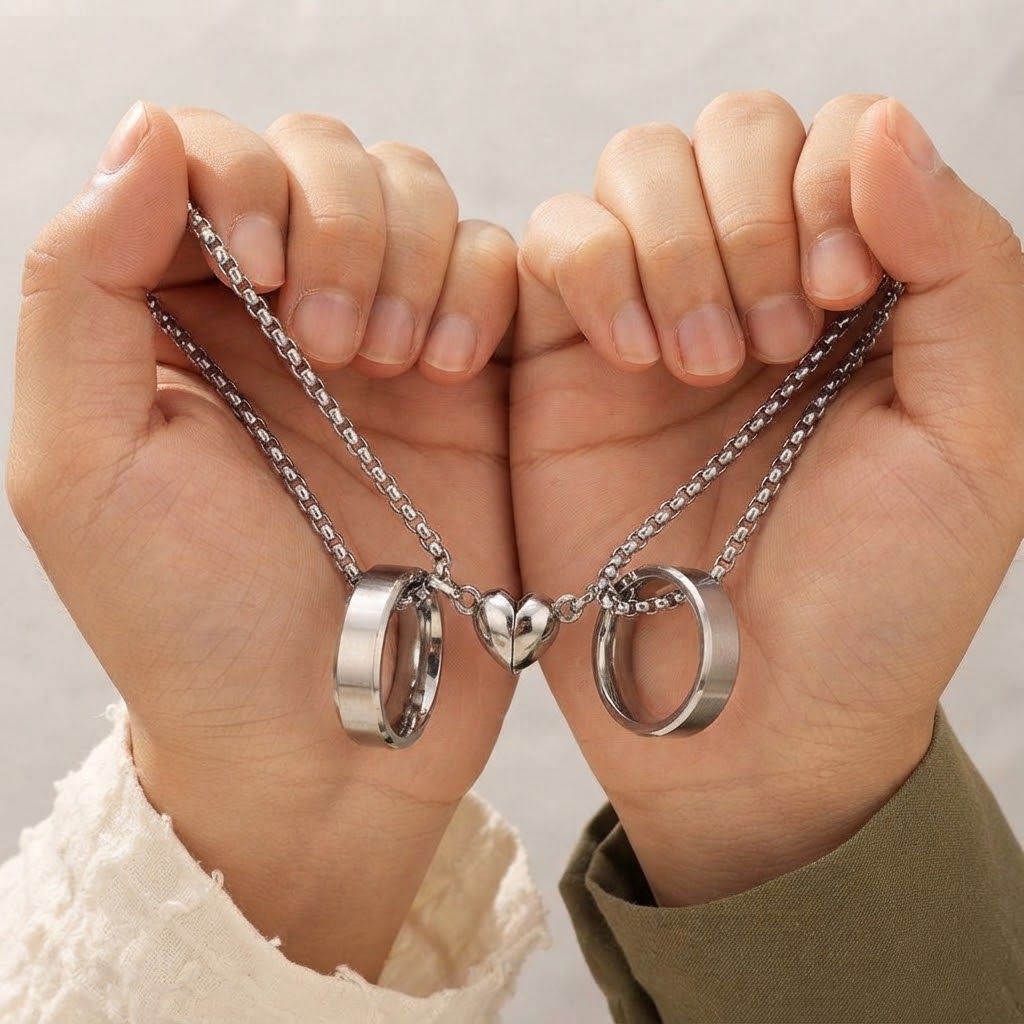 Kalung Couple Bestie & Pacar Magnet Love Titanium Original