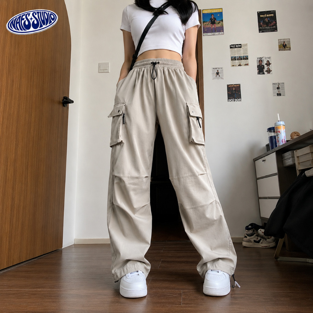 NAFS | Nara Celana Cargo Cewek Highwaist Model Korea Loose