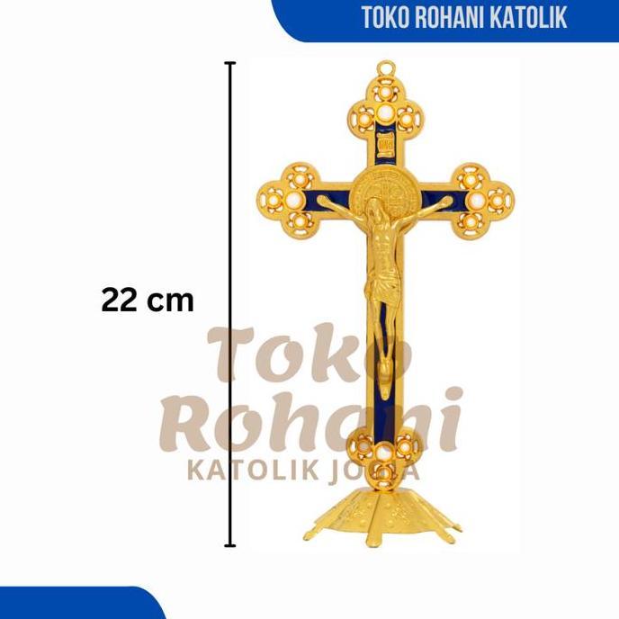 DOVEGIRL SALIB BENEDIKTUS MODEL BUNGA 20 CM / SALIB DUDUK BENEDIKTUS / SALIB MEJA BENEDIK / SALIB GA