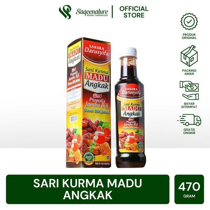 Stronger- Saqeenature Sari Kurma Madu Angkak Plus Daun Ubi Jalar 470 Gram Suplemen Herbal Cair Bpom