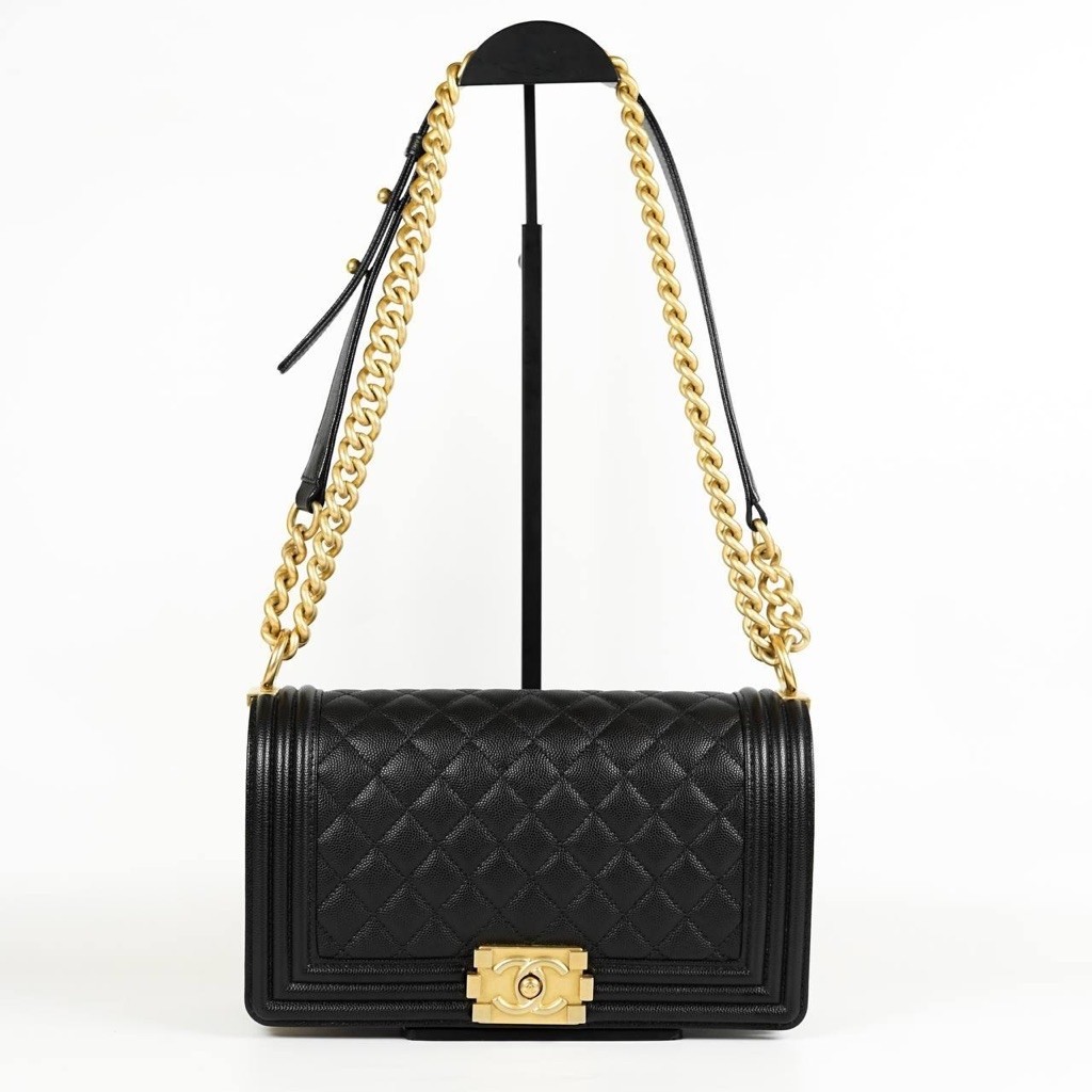 (PRELOVED) Chanel Boy Medium 25cm Caviar Black GHW with Chip