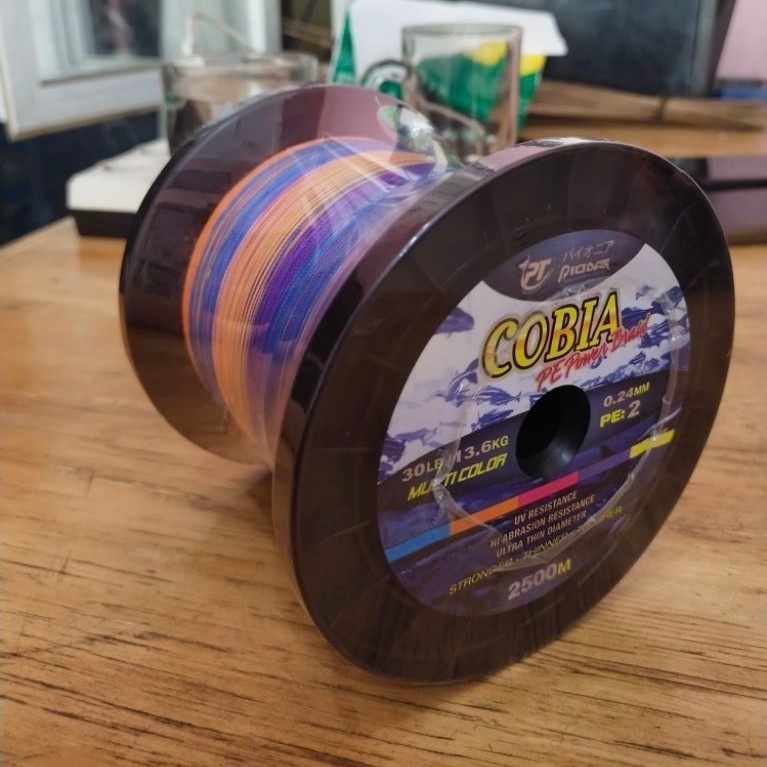 Benang Pancing Cobia PE 2 0.24mm 30LB Warna Campur 2500M // benang PE multicolor