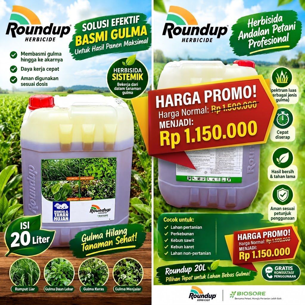 herbisida roundup 20 liter (original, segel dan exp tahun 2031)     harga termurah dari semua toko