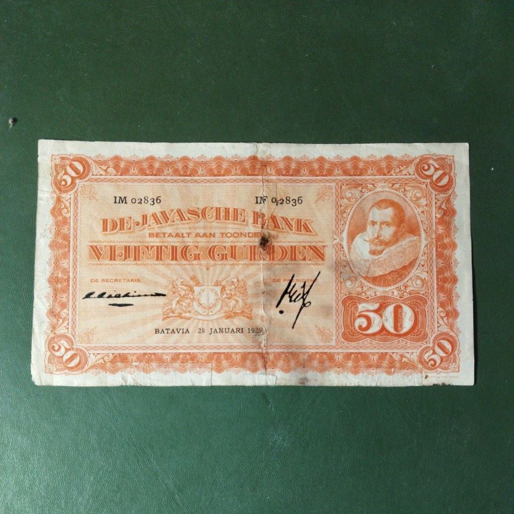 50 gulden Coen  bekas beredar jelek original asli Langka