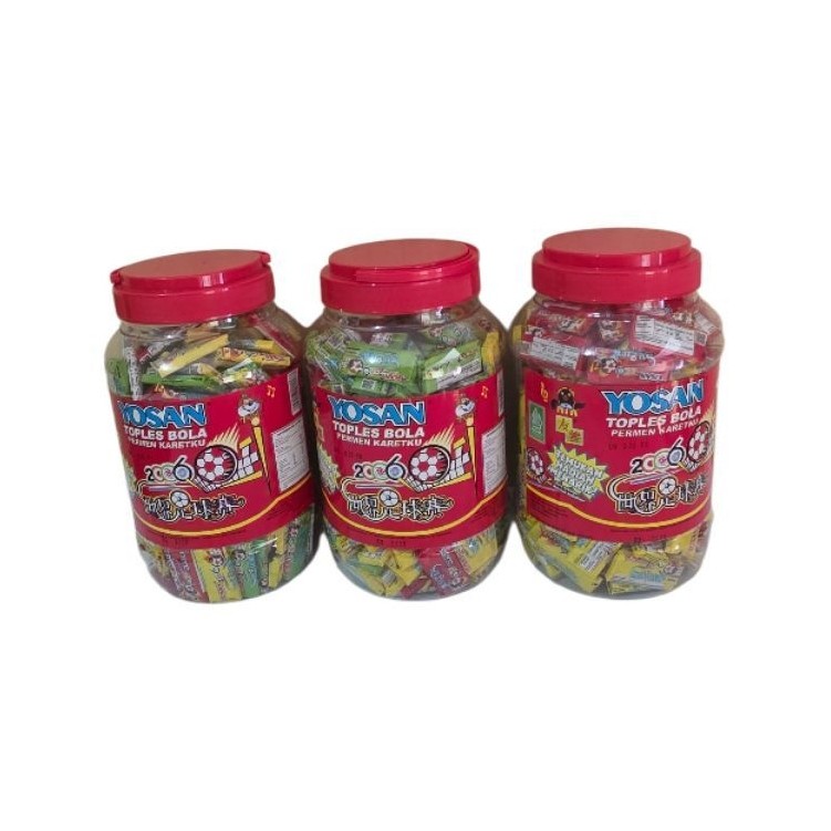 Permen Karet Yosan Bola Toples Besar Rasa Buah 200pcs Isi Toples