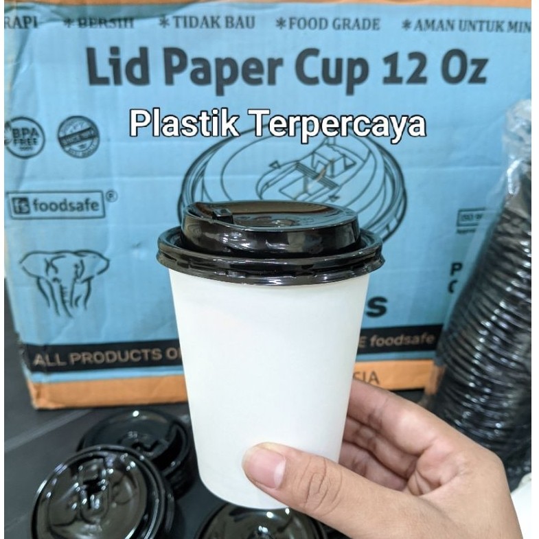 Cup Paper Kopi 12oz + Tutup Isi 50pcs / Cup Paper Kopi 12oz + tutup Tahan Panas / Cup Paper 1...