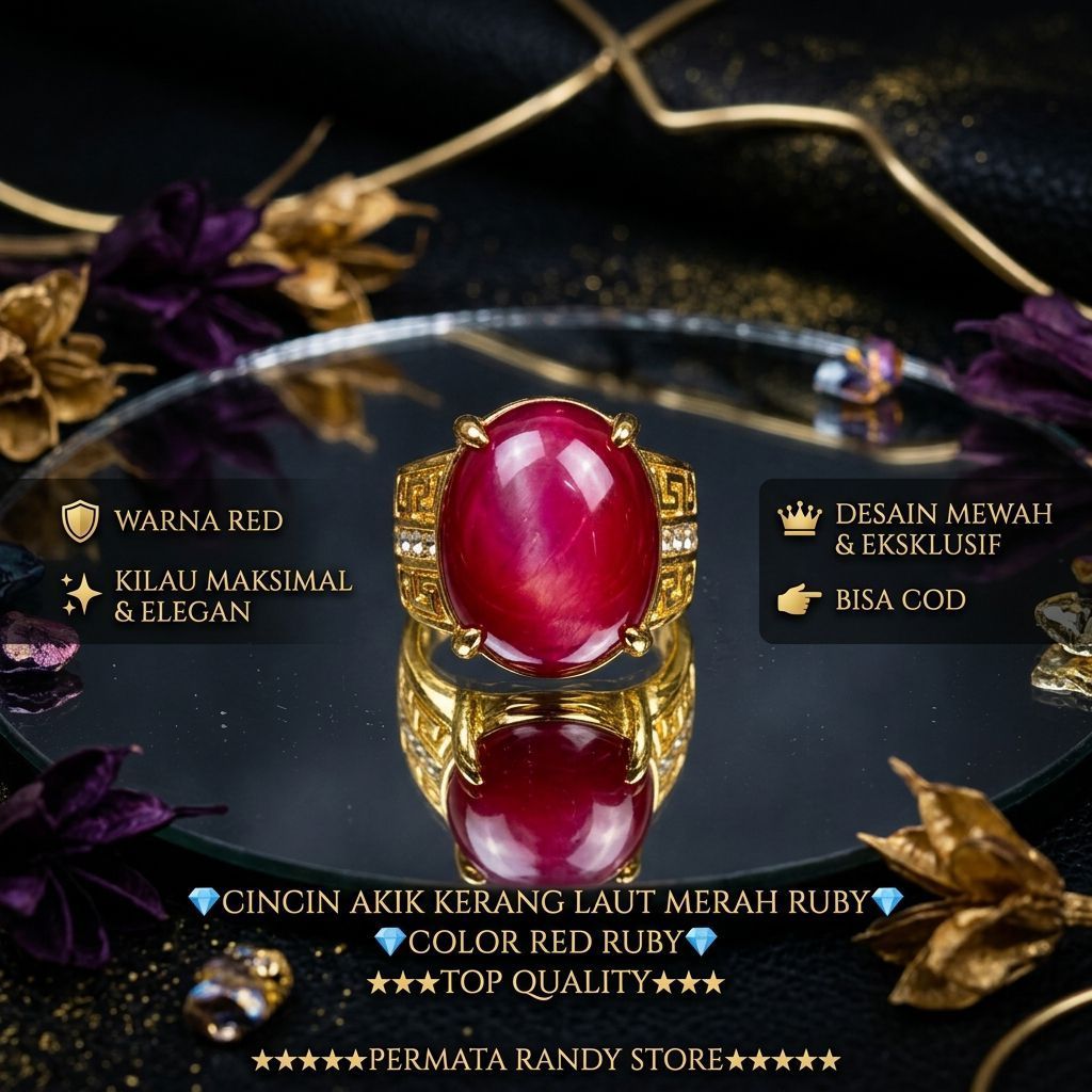 Batu Akik Cincin Mutiara Kerang Laut Merah Ruby Klep Asli Antik Termurah