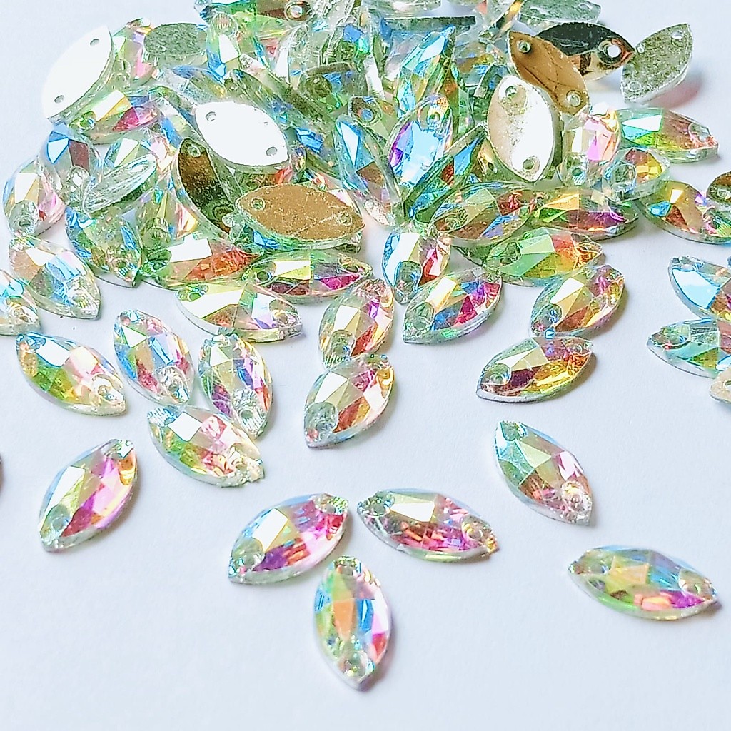 payet diamond jahit kristal resin pelangi ukuran 5*10 size kecil per lusin
