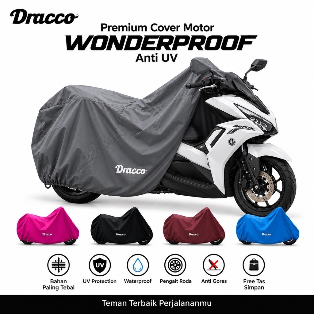 DRACCO Sarung motor Yamaha  AEROX tebal 100% waterproof premium WONDERPROOF cover pelindung motor