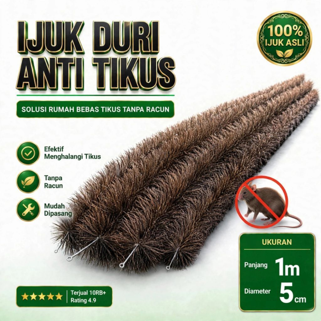 SM Ijuk Duri Anti Tikus 1 Meter Diameter 5cm | Pengusir Tikus Atap Rumah Talang Genteng Penghalang T