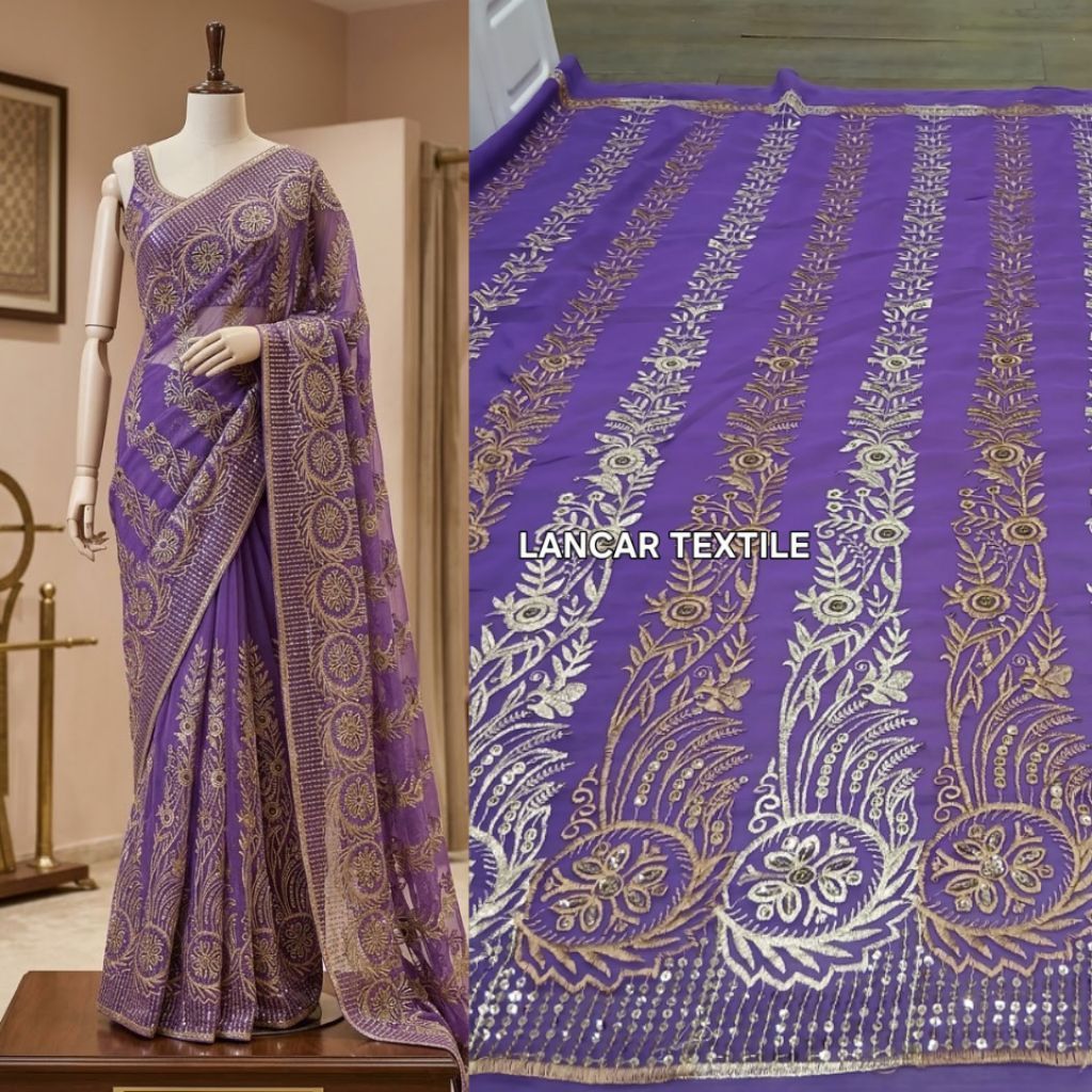 (COD)-Kain bahan sari india premium / Kain sari india halus terbaru