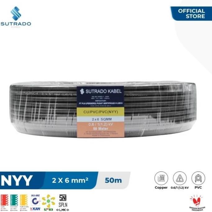 KABEL LISTRIK SERABUT TEMBAGA NYYHY SUTRADO 2X6MM2  NYYHY 2X6MM 2 X 6 MM (PER 1 METER) HITAM CT2