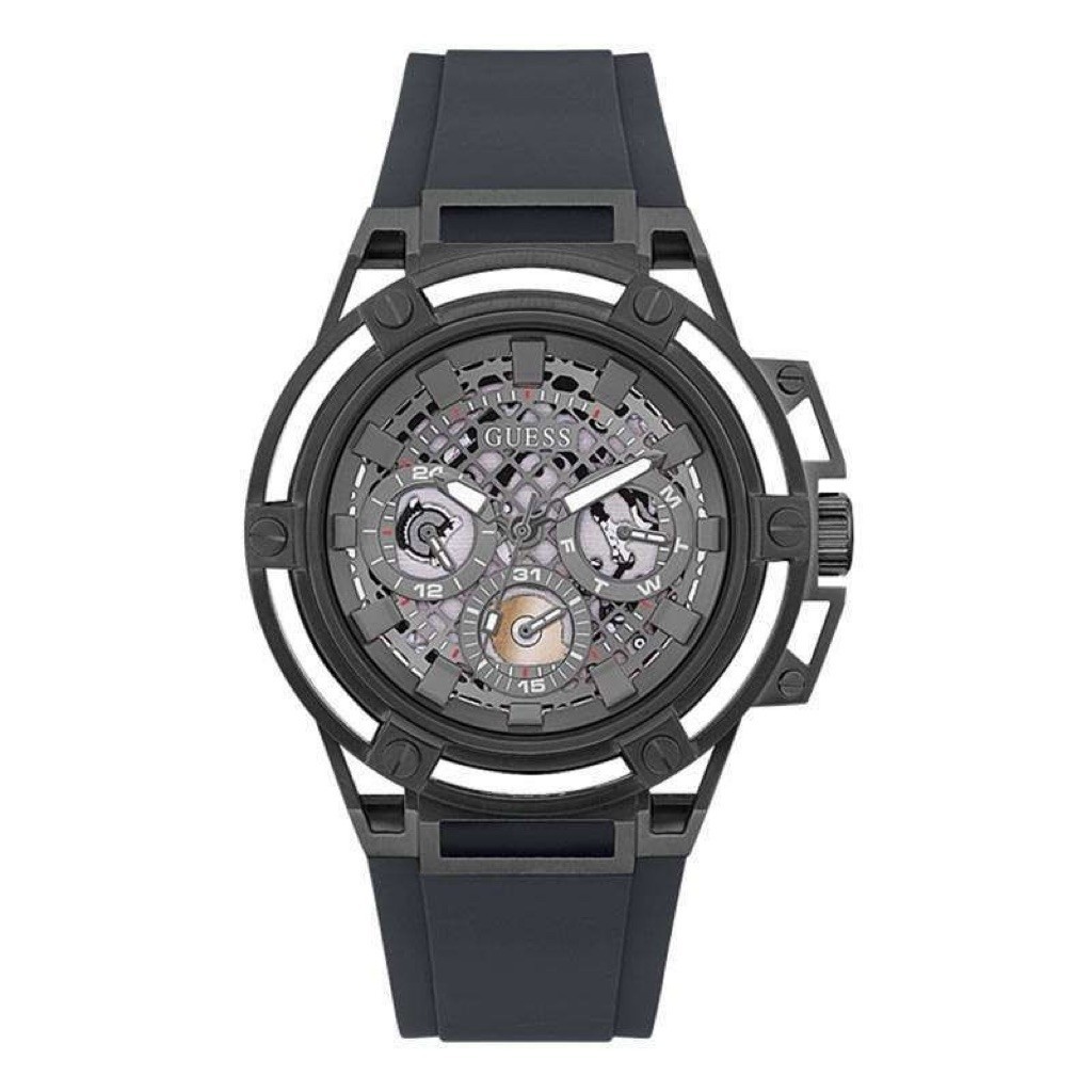 GUESS GW0423G3 Original MATRIX Jam Tangan Pria Analog Black Silicone Bergaransi Resmi