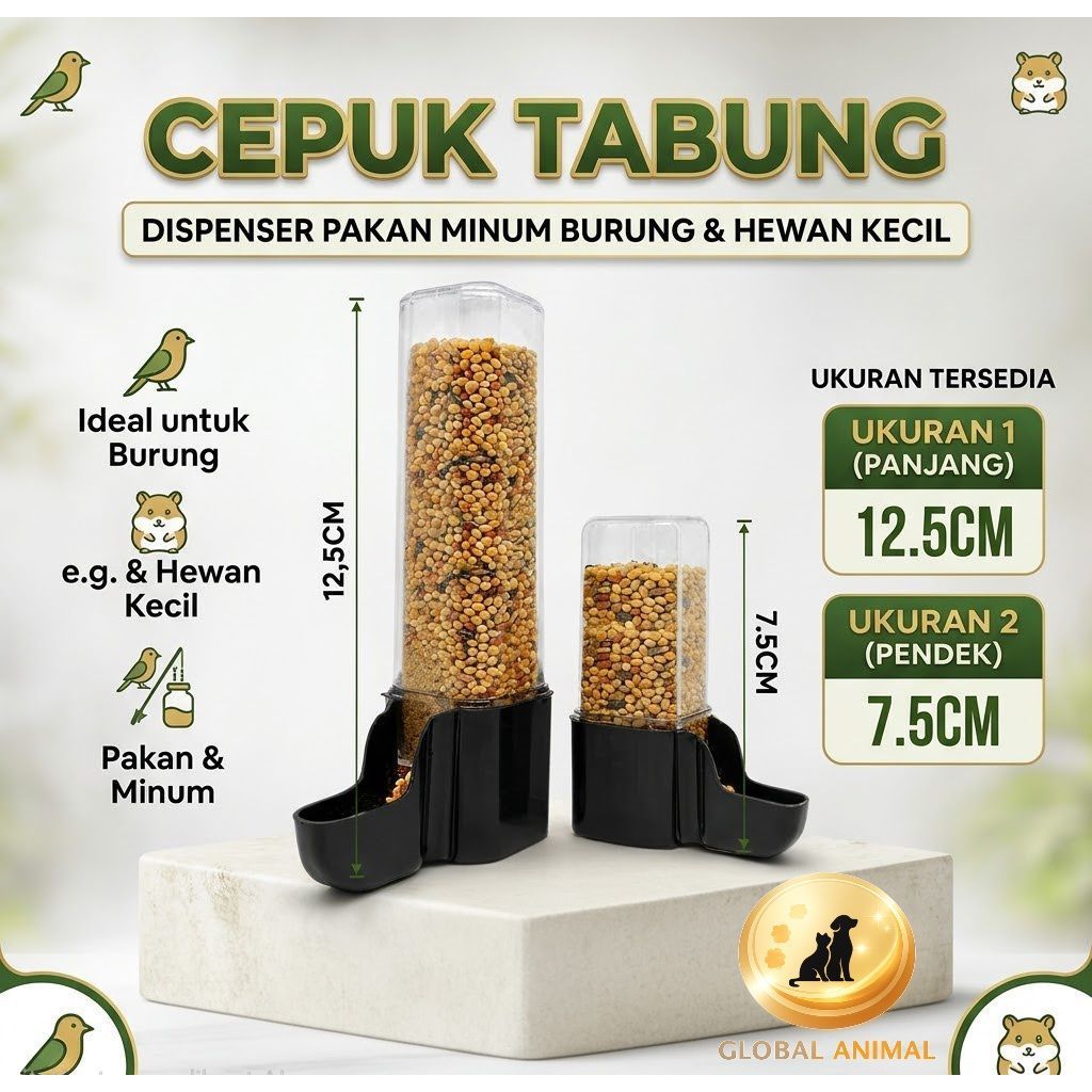 CEPUK TABUNG PAKAN BURUNG wadah tempat pakan minum burung lovebird cepuk dispenser