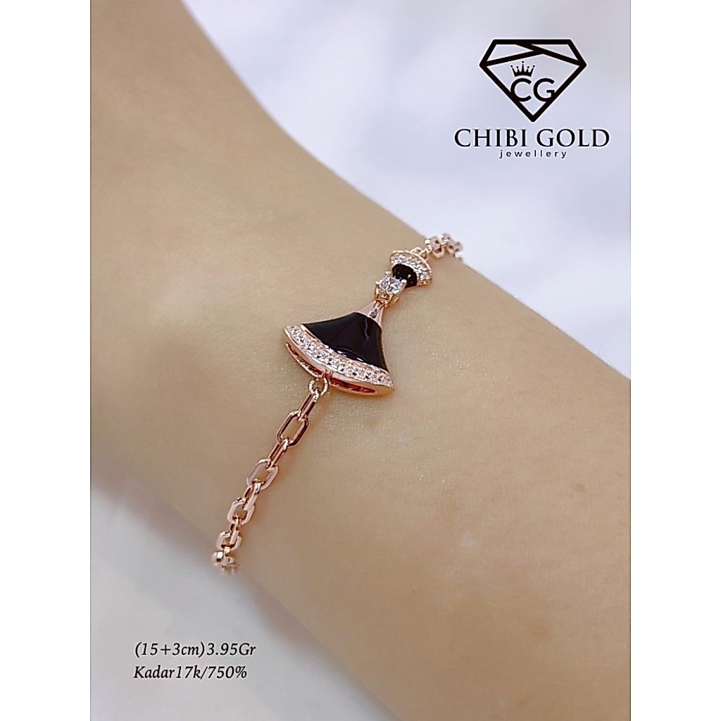 CHIBI GOLD Gelang Kipas Hitam emas 750 kadar 17k