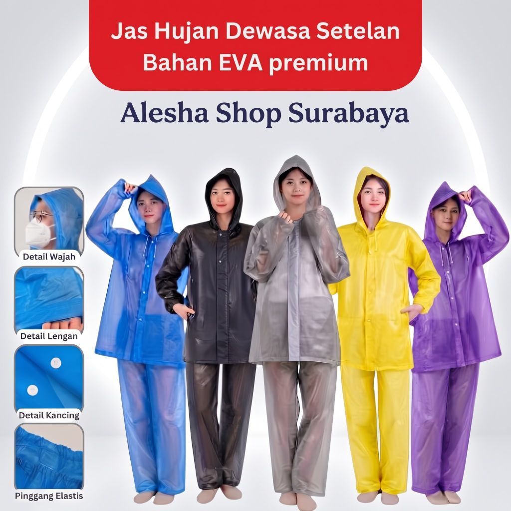 [PROMO] EVA RAINCOAT Jas Hujan Premium Model Setelan Baju & Celana Ukuran Dewasa All Size Pria & Wan