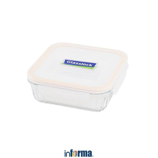 GLASSLOCK 830 ML RETRO WADAH MAKANAN OVEN SQUARE - KUNING