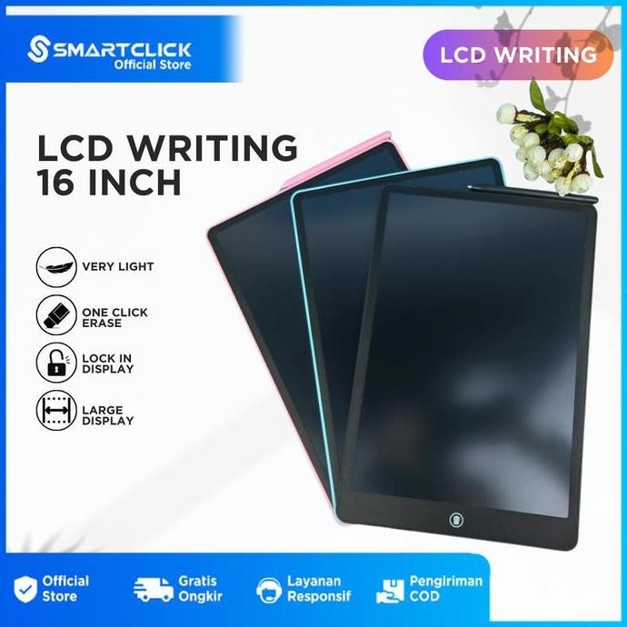 LCD Tablet Anak 16 Inch Berwarna Mainan Papan Tulis Hapus Edukasi Pen Gambar Belajar