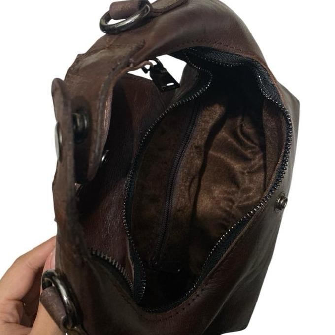 Tas Tenteng Selempang Mini Hobo Kulit Sapi Asli Size 20Cm Wanita