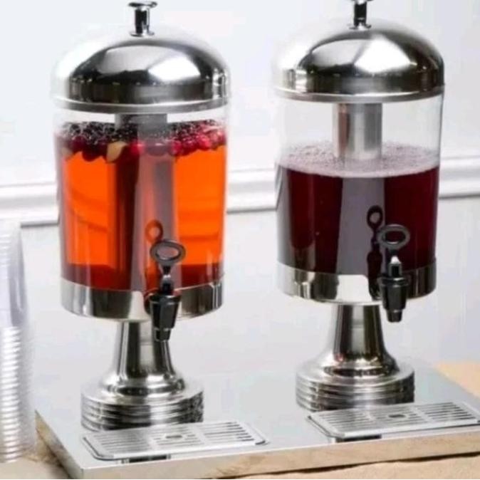 Dispenser Double Juicer Hotel 16 Liter / Tower Water Tank Stainless 8 Liter Prasmanan / Wadah Dispen