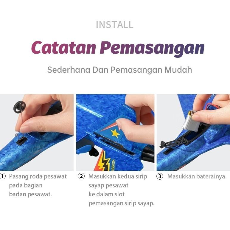 JOJOTOY Mainan Pesawat RC F22 Terbang Remote Control LED Pesawat Glider Airplane