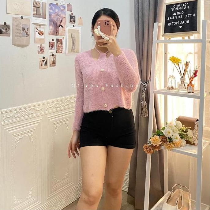 Promo Gliveo (Cod) - Arin One Set Rajut Bulu Import Premium / Blouse One Set Wanita Terbaru / Baju B