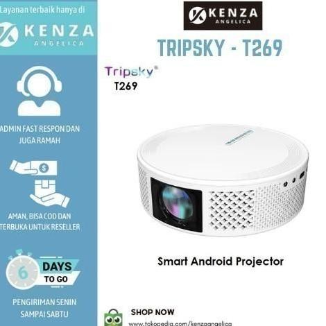 Awafash- TRIPSKY T269 Proyektor ANDROID Smart Projector 230 ANSI Lumens