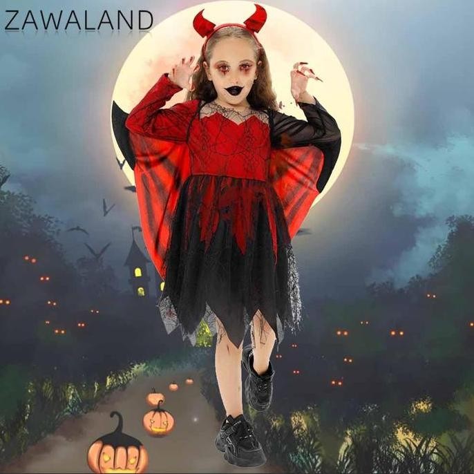 Girl Devil Dress Halloween Witch Cosplay Costumes Children Holiday Role-Playing Stage Performance Ou
