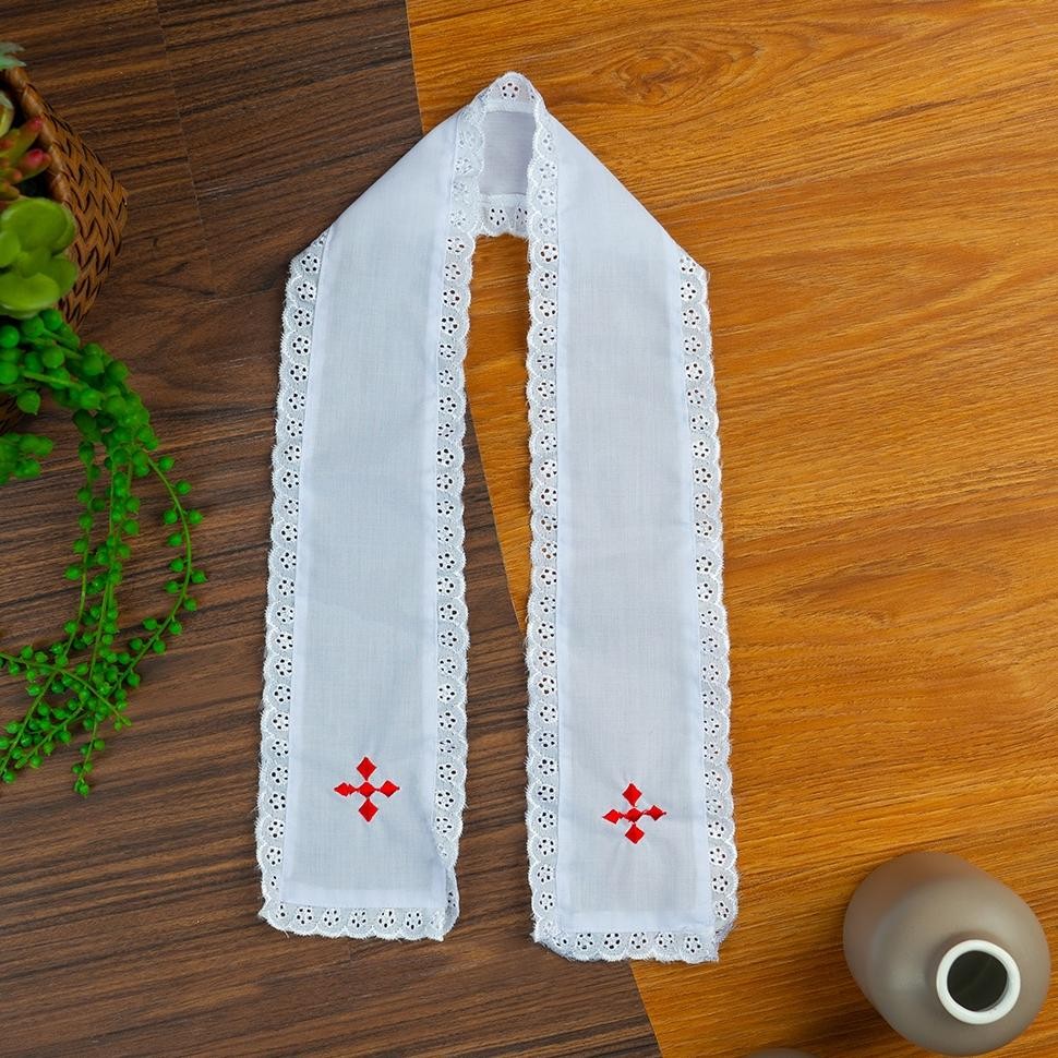 Stola / Samir Baptis Bayi Bordir Kain Syal Putih Baptis Katolik
