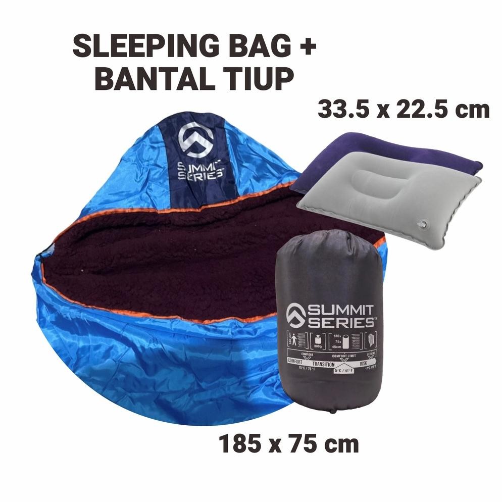 Sleeping Bag Polar Bulu Tebal Include Bantal Tiup Angin