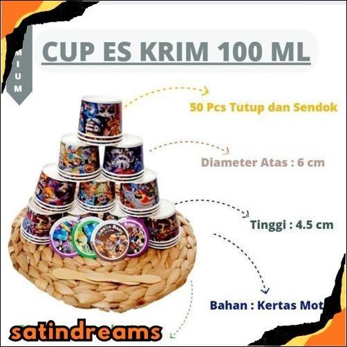 New CUP ES 100 ML Wadah Es Krim Cup , Paper Cup Ice Cream Jual