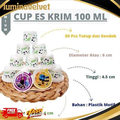 Big Sale HARGA  CUP EKONOMIS/JUAL CUP ICE CREAM KARAKTER/CUP PLASTIK PRINTING 100 ML