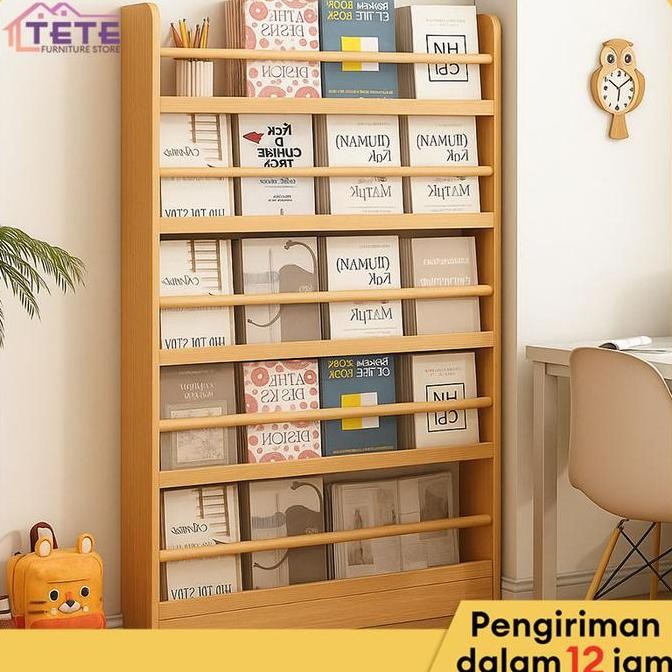 TETE-Rak Buku Gantung Dinding Rak Serbaguna Dinding Rak Buku Rak Dinding Minimalis Bahan Kayu Alami 