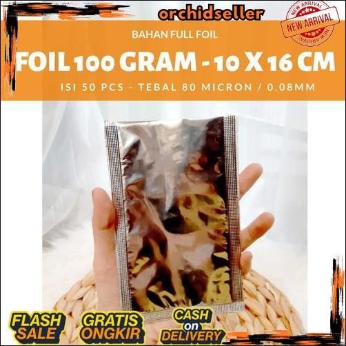 COD FOIL SACHET - Plastik Foil Silver - alumunium foil 100 gram uk.10X16,Distributor Kemasan Alumini