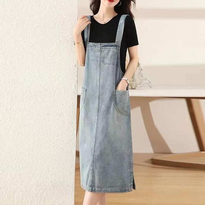 Promo Rok jeans korean style overall wanita jumpsuit overall pita belakang overall vintage baju kodo