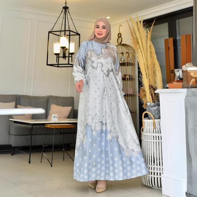 DB16>> Gamis BERLINN Bahan Silk Premium Motif Bunga Premium Fashion Muslim Kekinian Murah Bisa Jumbo
