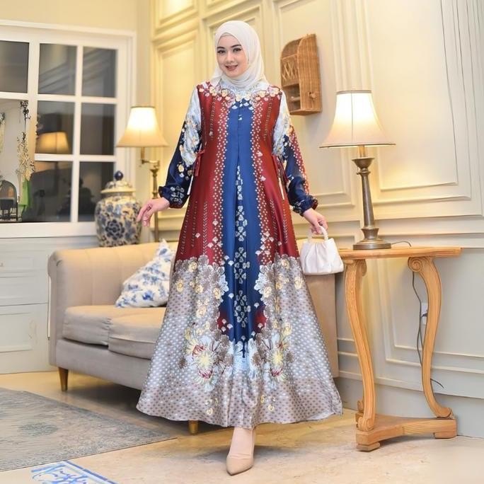 DT17 >> Gamis Medina | Gamis Butik Silky Premium Mewah Motif Terbaru | Gamis Maxmara Silk Bunsui Jum