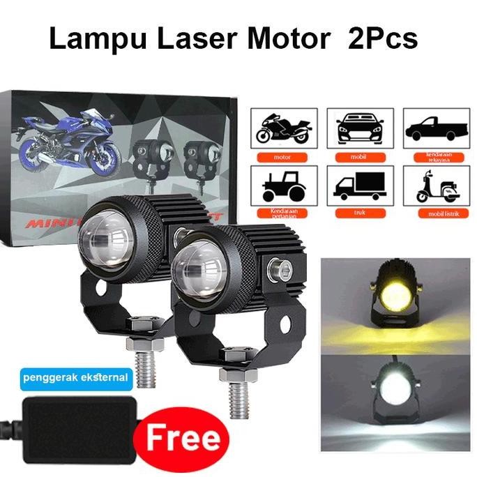 Lampu LED Motor dan Mobil 2 Mode Lampu Dekat Kuning/Lampu Jauh Putih