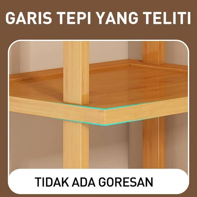 Rak Sepatu Bambu 26LEHUAN 5 Tingkat Hemat Ruang dengan Hanger Warna Kuning