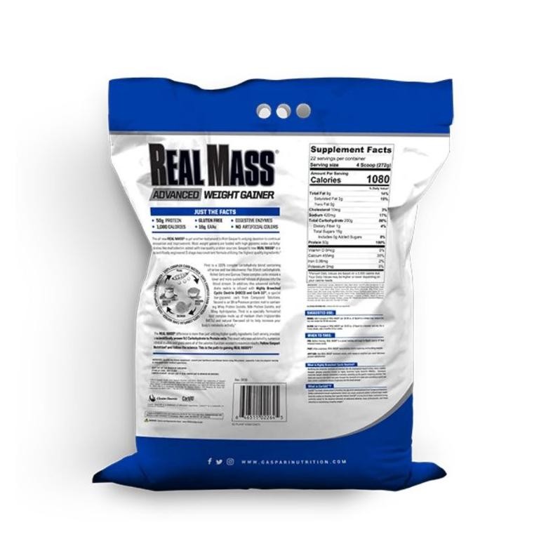 Gaspari Nutrition Real Mass Weight Gainer 12 Lbs Import Usa Original